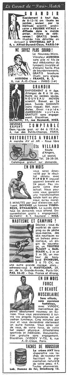 Publicité Carnets Match 1963