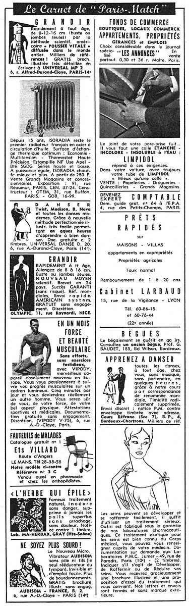 Publicité Carnets Match 1963