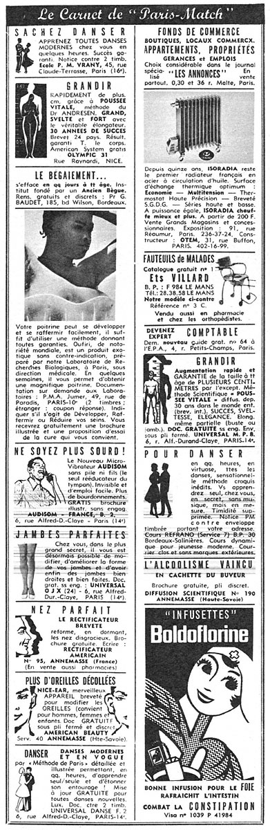 Publicit� Carnets Match 1965