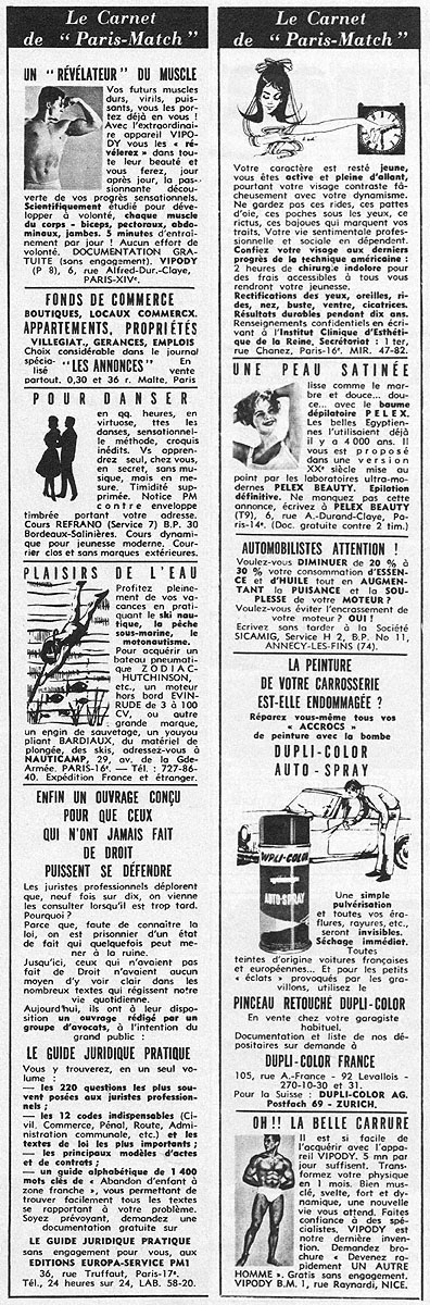 Publicité Carnets Match 1966