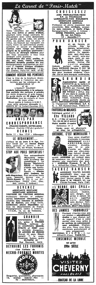Publicité Carnets Match 1966