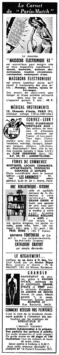 Publicit� Carnets Match 1966
