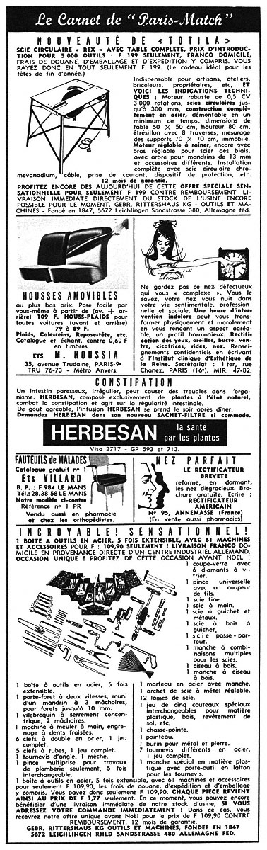 Publicité Carnets Match 1966