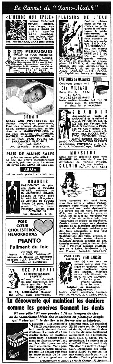 Publicité Carnets Match 1967