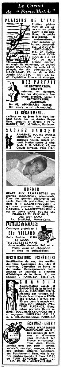 Publicit� Carnets Match 1967
