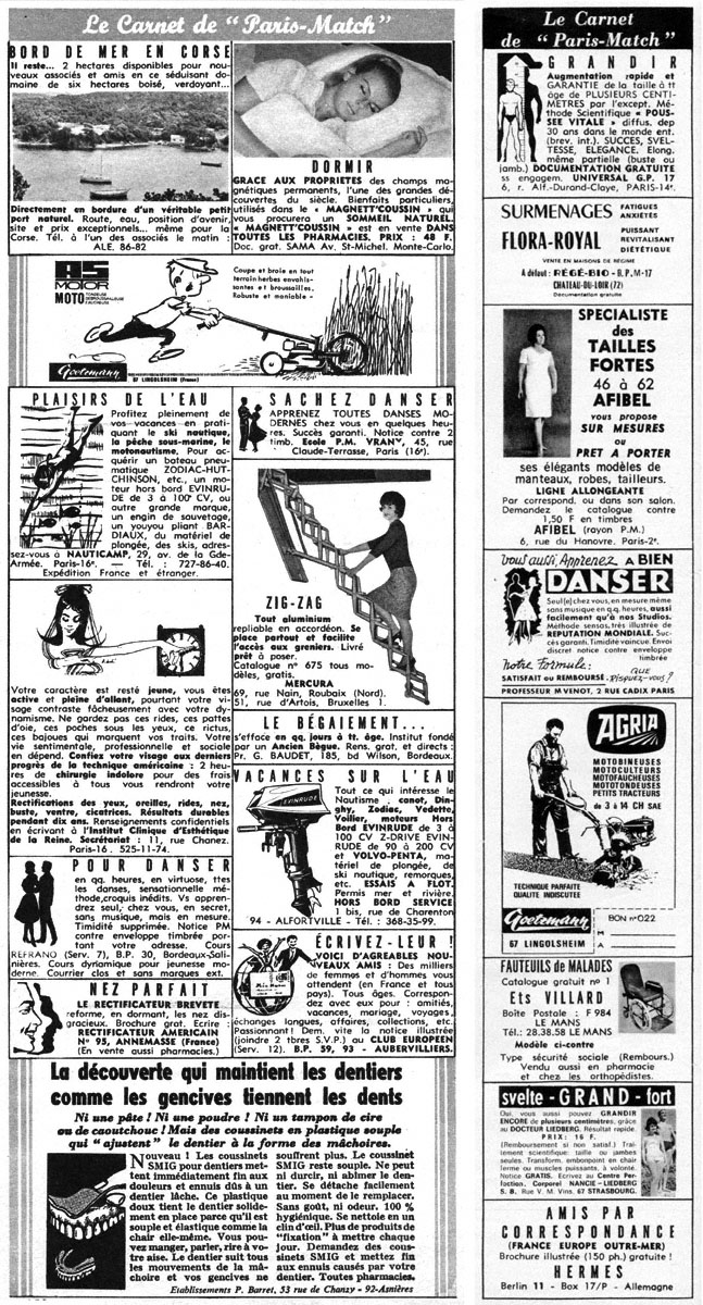 Publicité Carnets Match 1967