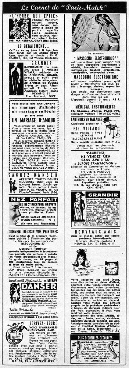 Publicité Carnets Match 1967