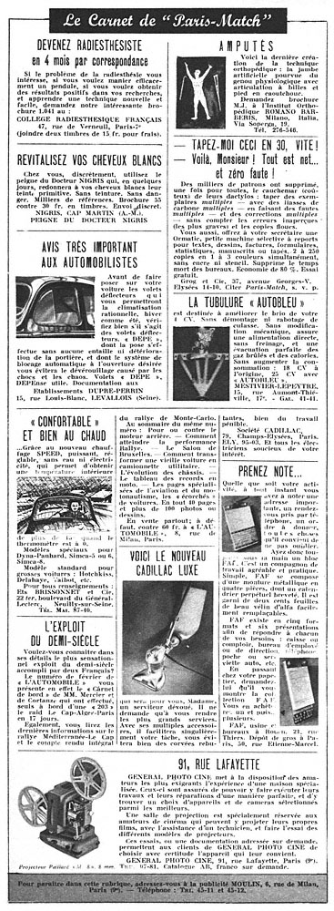 Publicité Carnets Match 1951