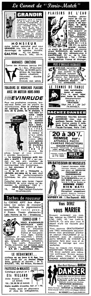 Publicité Carnets Match 1968