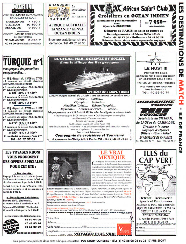 Publicité Destinations 1993