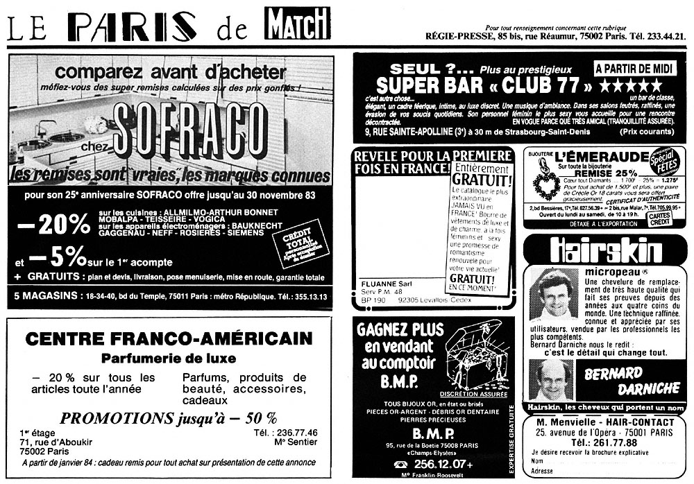 Publicité Paris de Match 1983