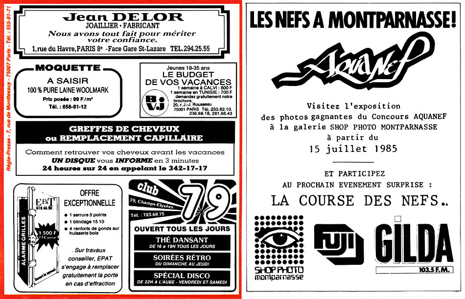 Publicité Paris de Match 1985