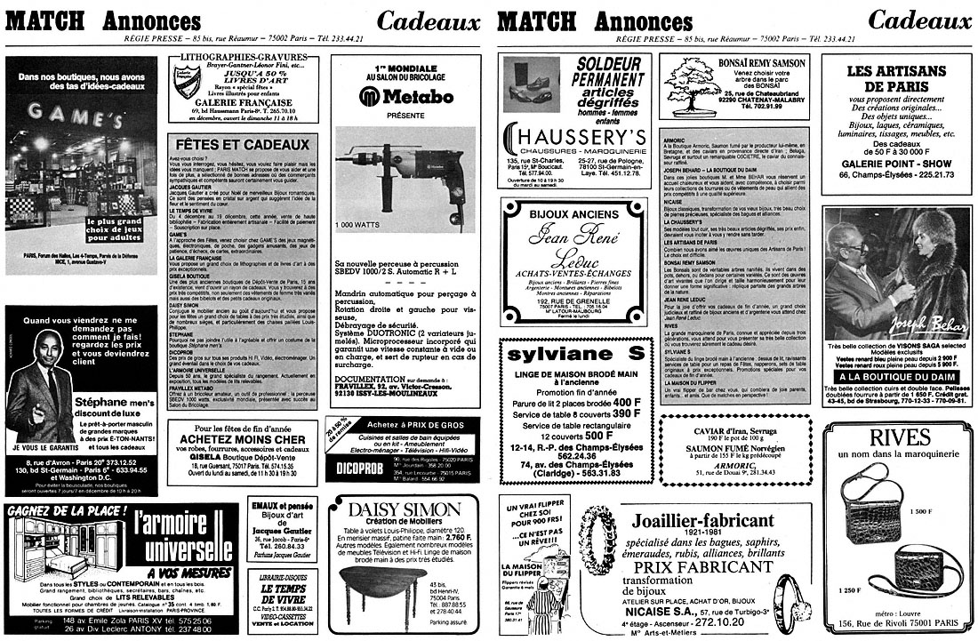 Publicité Parisiennes 1981