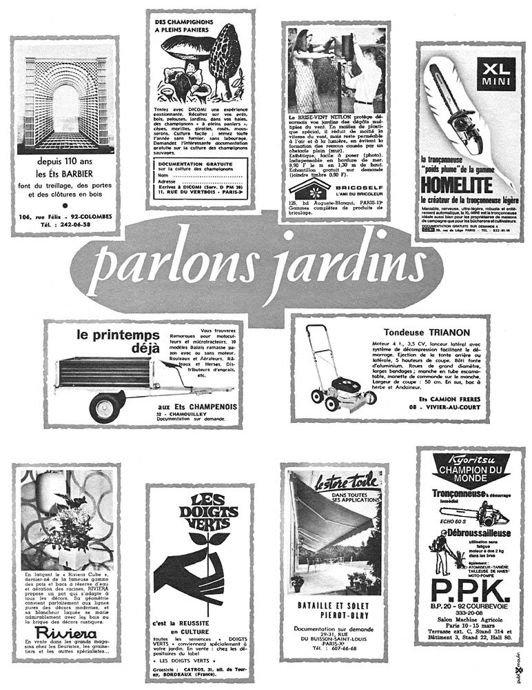 Publicit� Parlons Jardin 1970