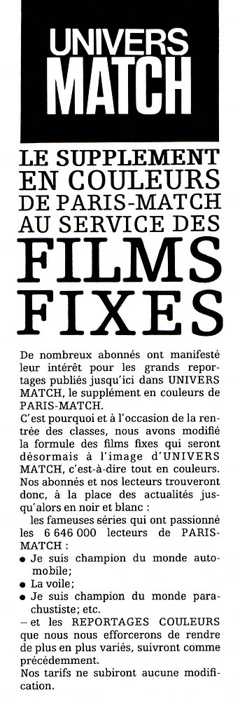 Publicité Photos Match 1963