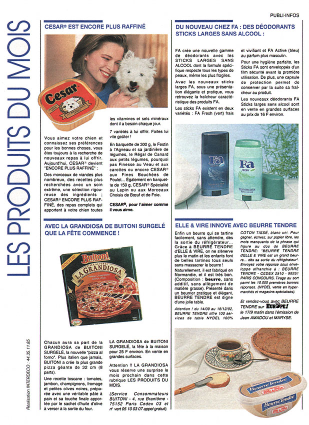 Publicité ProduitsMois 1992