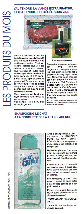 Publicité ProduitsMois 1992