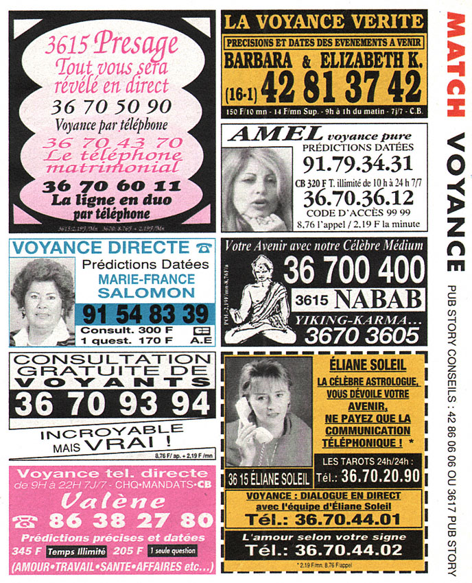 Publicité Voyance 1994