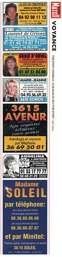 Publicité Voyance 1996