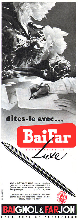 Publicité Baignol & Farjon 1959