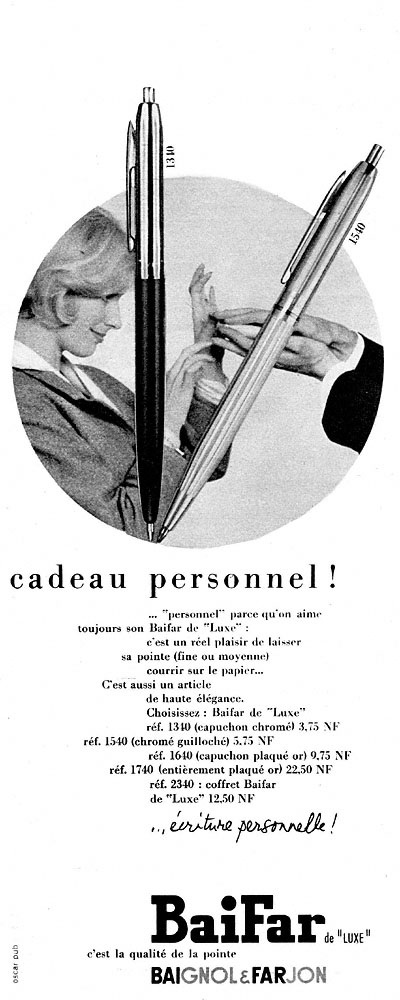 Publicité Baignol & Farjon 1960
