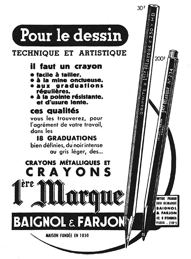 Publicité Baignol & Farjon 1950