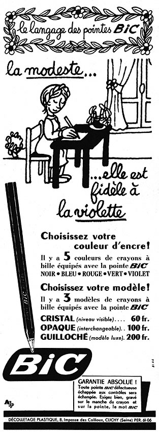 Publicité Bic 1952