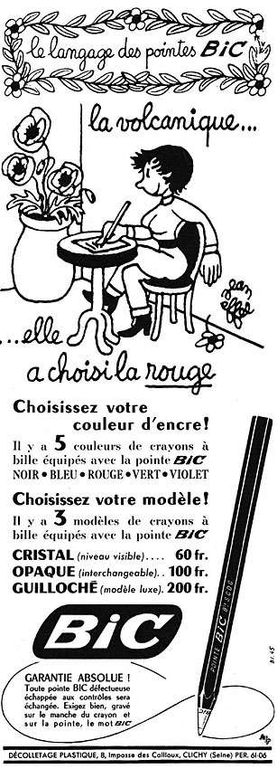 Publicité Bic 1952