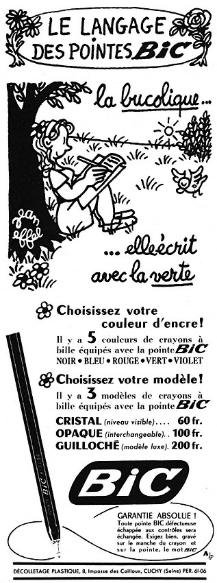 Publicité Bic 1952