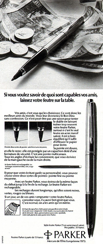 Publicité Parker 1973