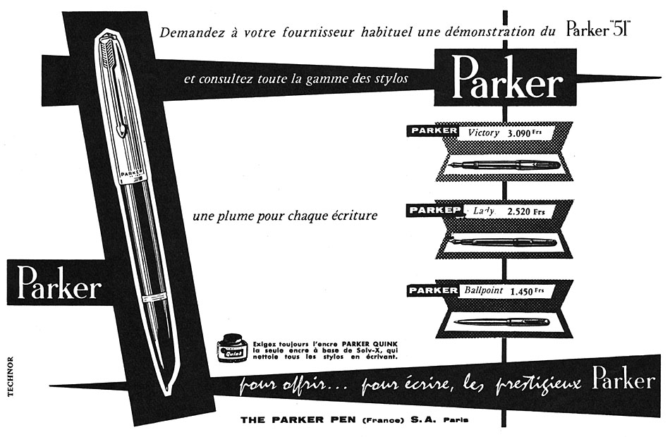 Publicité Parker 1956
