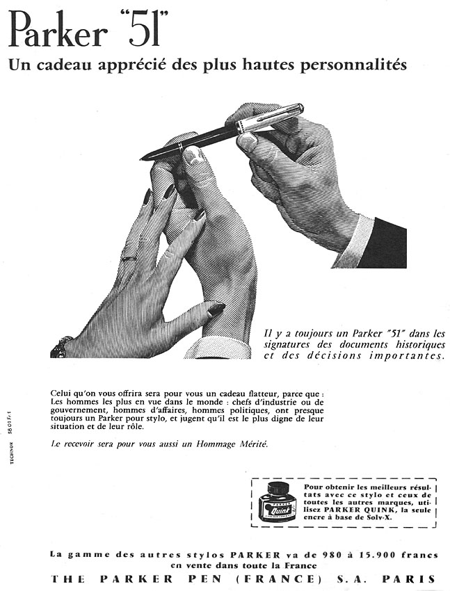 Publicité Parker 1957