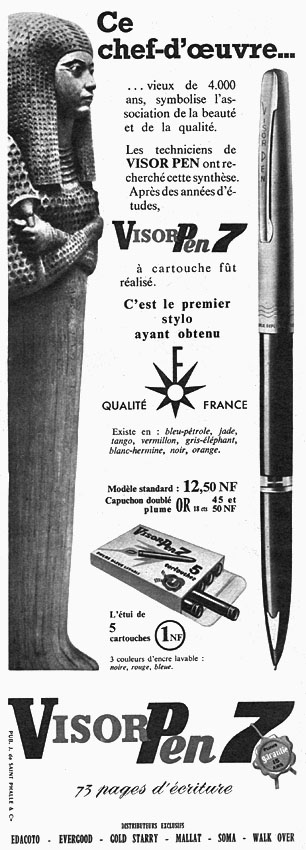 Publicité Visor Pen 1961