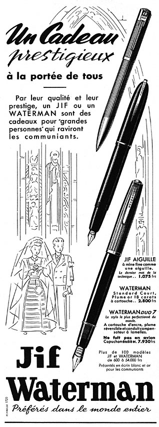 Publicité Waterman 1952