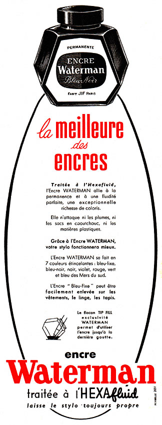 Publicité Waterman 1954