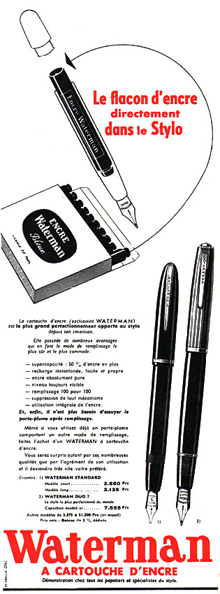 Publicité Waterman 1954