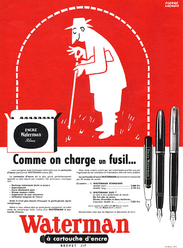 Publicité Waterman 1954