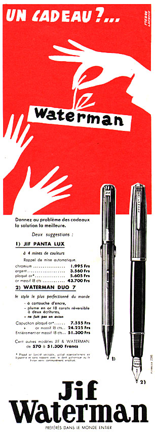 Publicité Waterman 1954