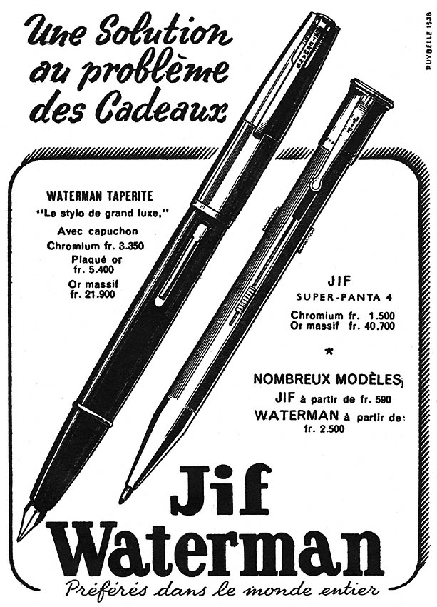 Publicité Waterman 1949