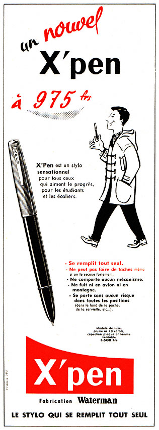 Publicité Waterman 1956