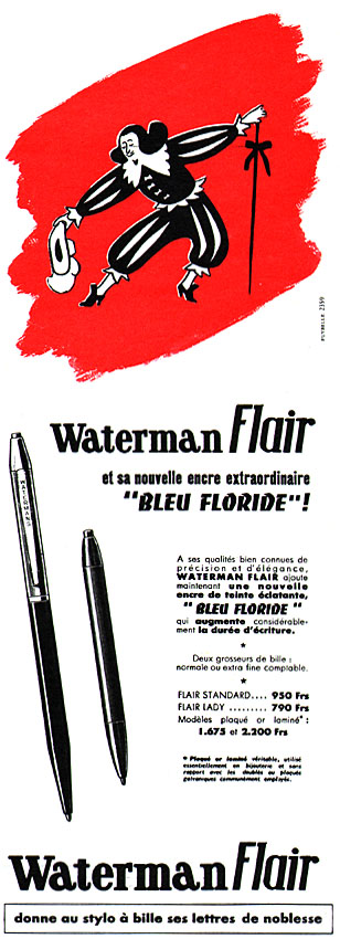 Publicité Waterman 1956