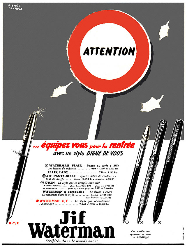 Publicité Waterman 1957