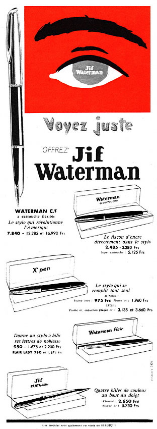 Publicité Waterman 1957