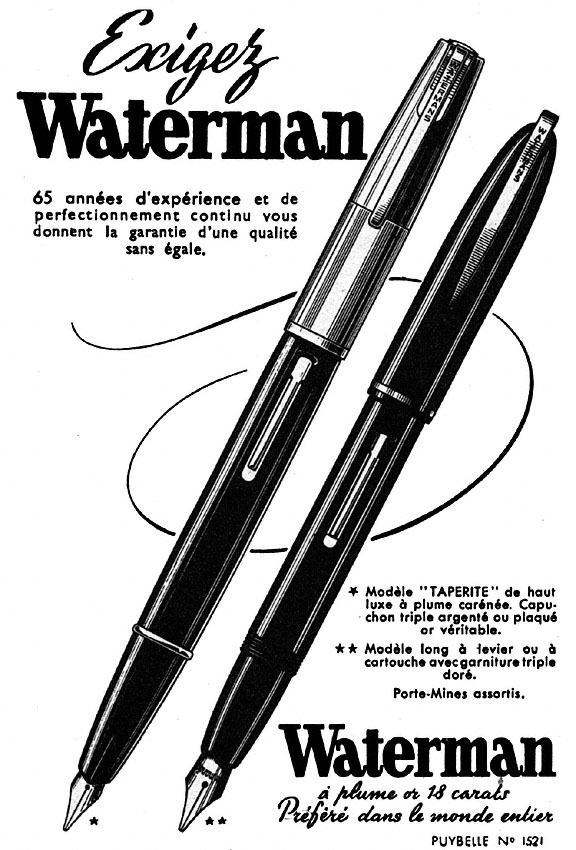 Publicité Waterman 1949