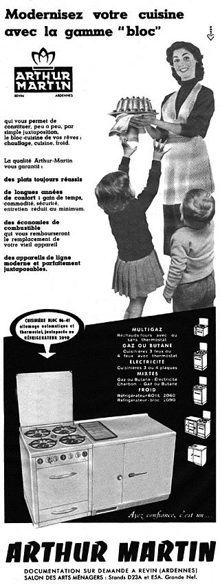 Publicité Arthur Martin 1953