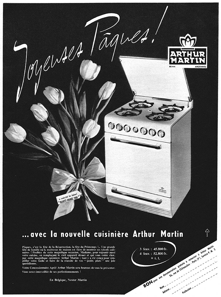 Publicité Arthur Martin 1956