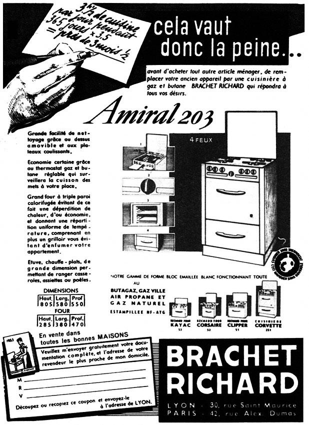 Publicité Brachet Richard 1953