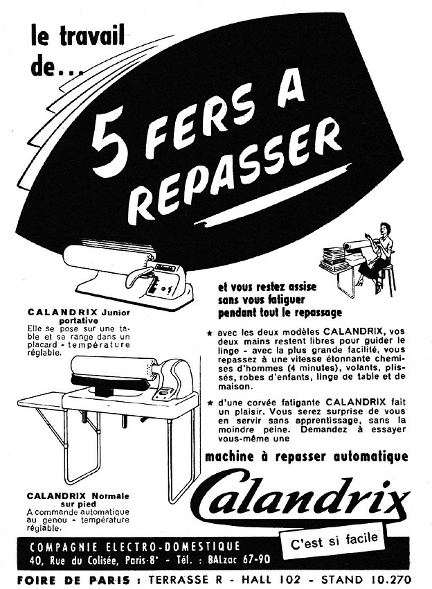 Publicité Calandrix 1954
