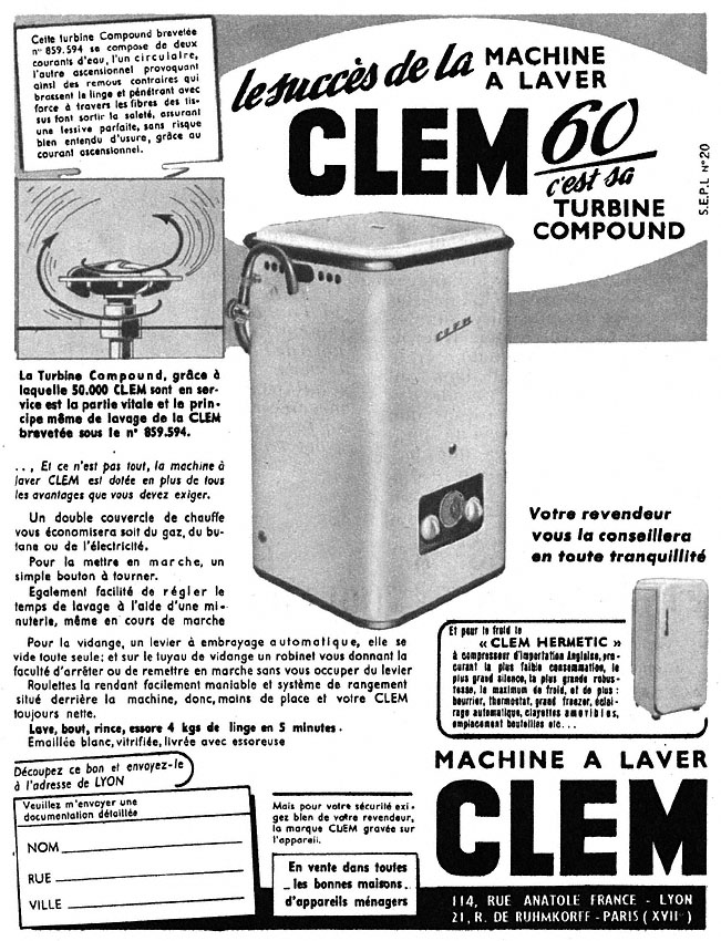 Publicité Clem 1955