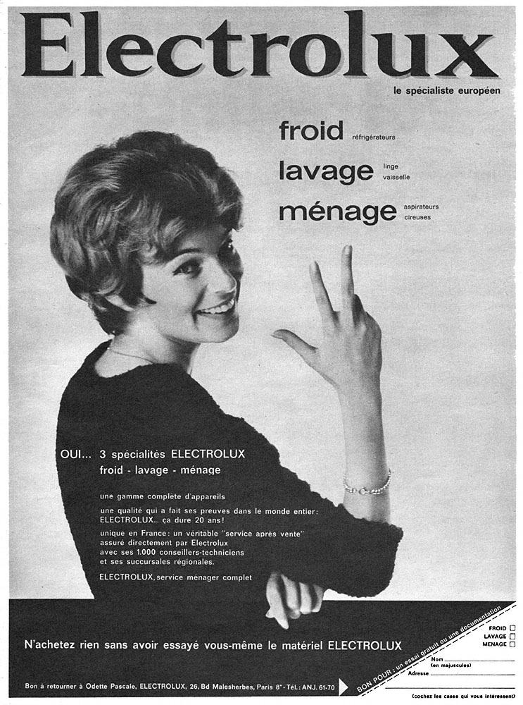Publicité Electrolux 1961